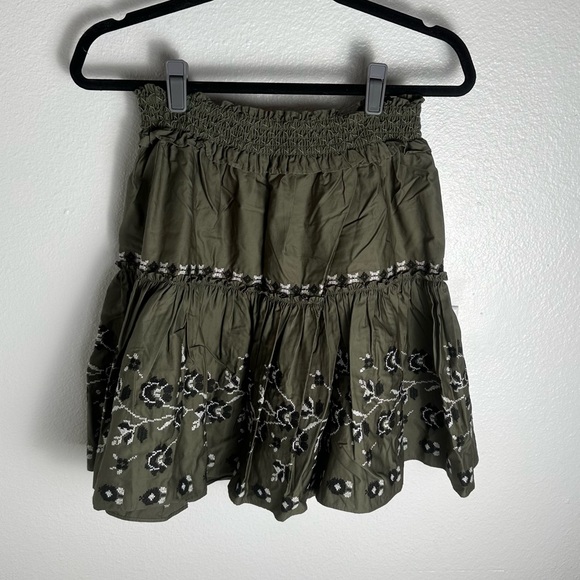 Kate Spade Olive Hue Green Black/White Embroidered Floral Poplin Skirt NWT M - Picture 6 of 15